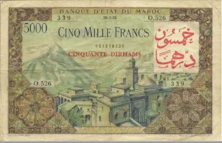 Morocco 50 Dirhams, 1949 image