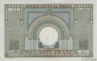 Morocco 50 Francs, 1947 image
