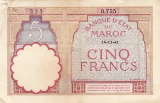 Morocco 5 Francs, 1941 image