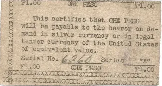 Mountain Province 1 Peso, 1943 reverse