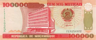 Mozambique 100.000 Meticais, 1993 image