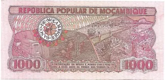 Mozambique 1.000 Meticais, 1980 reverse