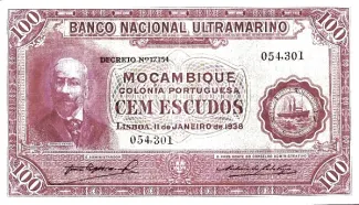 Mozambique 100 Escudos, 1938 obverse