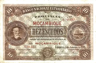 Mozambique 10 Escudos, 1921 reverse