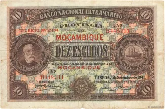 Mozambique 10 Escudos, 1941 obverse