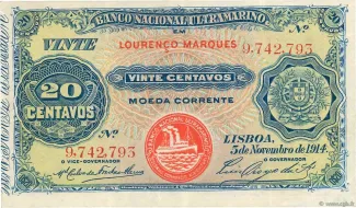 Mozambique 20 Centavos, 1914 obverse