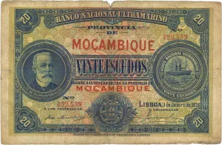 Mozambique 20 Escudos, 1921 obverse
