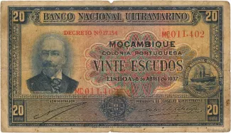 Mozambique 20 Escudos, 1937 obverse
