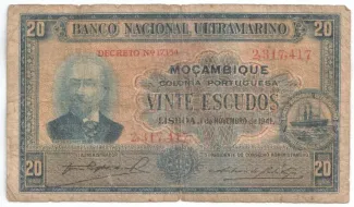 Mozambique 20 Escudos, 1941-1945 obverse