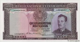 Mozambique 500 Escudos, 1953-1967 obverse