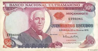 Mozambique 500 Escudos, 1972 obverse