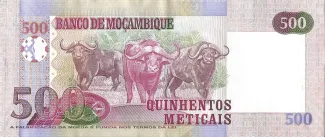 Mozambique 500 Meticais, 2011-2017 reverse