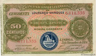 Mozambique 50 Centavos, 1914 obverse