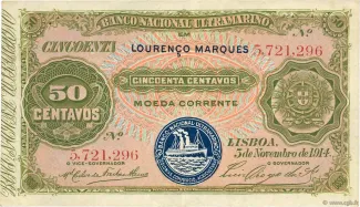 Mozambique 50 Centavos, 1914 obverse