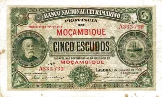 Mozambique 5 Escudos, 1921 obverse