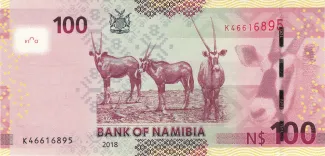 Namibia 100 Dollars, 2012-2023 reverse
