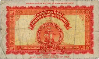 Namibia 10 Shillings, 1931-1954 reverse