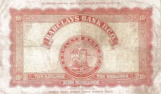 Namibia 10 Shillings, 1954-1958 reverse