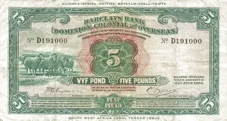 Namibia 5 Pounds, 1954 image
