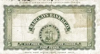 Namibia 5 Pounds, 1954-1958 reverse