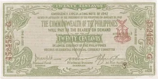 Negros 20 Centavos, 1942 image