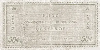 Negros 50 Centavos, 1942 reverse