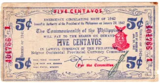Negros 5 Centavos, 1942 image