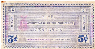 Negros 5 Centavos, 1942 reverse