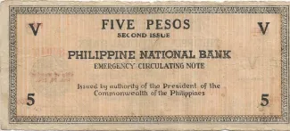Negros 5 Pesos, 1941 reverse