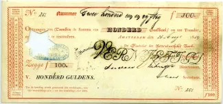 Netherlands 100 Gulden, 1814-1859 obverse