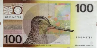 Netherlands 100 Gulden, 1977 reverse