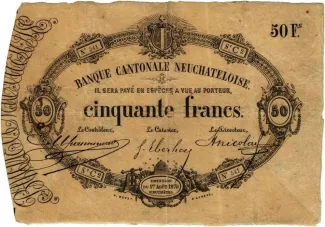 Neuchtel 50 Francs, 1874-1879