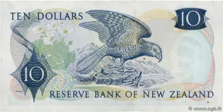 New Zealand 10 Dollars - Elizabeth II, 1967-1981 reverse