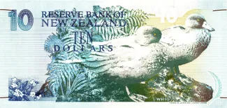 New Zealand 10 Dollars, 1994-1998 reverse