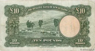 New Zealand 10 Pounds, 1940-1967 reverse