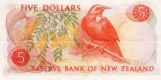 New Zealand 5 Dollars - Elizabeth II, 1967-1981 reverse