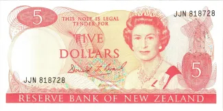 New Zealand 5 Dollars - Elizabeth II, 1989 image