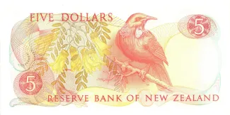 New Zealand 5 Dollars - Elizabeth II, 1981-1992 reverse