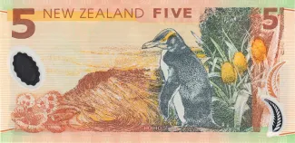 New Zealand 5 Dollars, 1999-2014 reverse