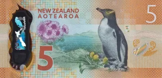 New Zealand 5 Dollars, 2015-2018 reverse