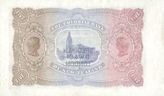 New Zealand 5 Pounds, 1889-1895 reverse