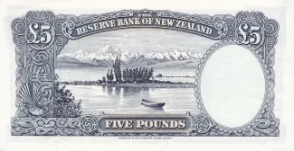 New Zealand 5 Pounds, 1940-1967 reverse
