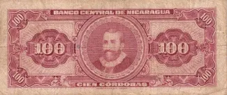 Nicaragua 100 Córdobas, 1962 reverse