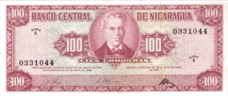 Nicaragua 100 Córdobas, 1968 image