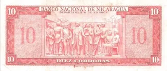 Nicaragua 10 Córdobas, 1953-1960 reverse