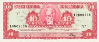 Nicaragua 10 Córdobas, 1968 image