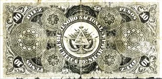 Nicaragua 10 Pesos, 1894 reverse