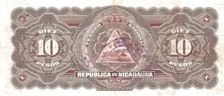 Nicaragua 10 Pesos, 1910 reverse
