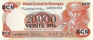 Nicaragua 20.000 Córdobas, 1987 image