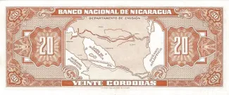 Nicaragua 20 Córdobas, 1953-1960 reverse